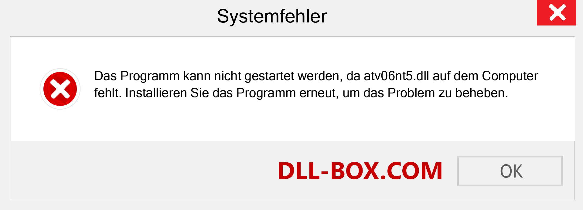 atv06nt5.dll-Datei fehlt?. Download für Windows 7, 8, 10 - Fix atv06nt5 dll Missing Error unter Windows, Fotos, Bildern