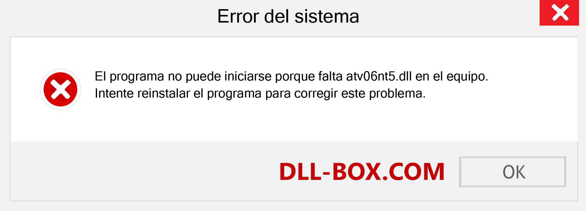 ¿Falta el archivo atv06nt5.dll ?. Descargar para Windows 7, 8, 10 - Corregir atv06nt5 dll Missing Error en Windows, fotos, imágenes